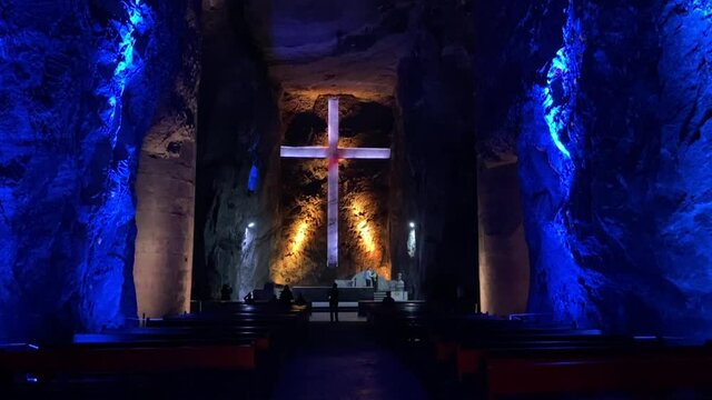 Salt Cathedral of Zipaquira, underground Roman Catholic church, in Bogota, Colombia