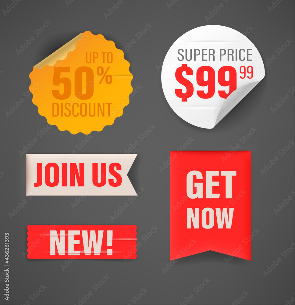 Aufkleber Different color stickers vector set isolated on transparent background