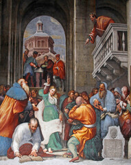 la disputa di Santa Caterina d'Alessandria; affresco del Pordenone nella basilica di Santa Maria di...