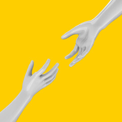 The Helping Hand on pop art Background - 3D