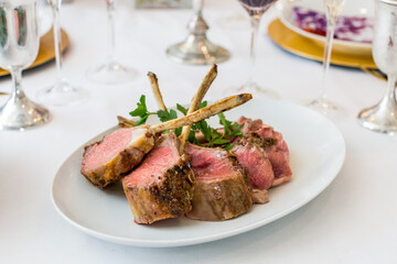 Rack of Lamb on a serving platter 