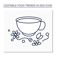 Tea line icon. Home herbs tea. Organic drink. Health care. Food trends concept. Isolated vector illustration. Editable stroke