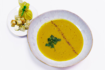 middle eastern style yellow lentil and cumin soup