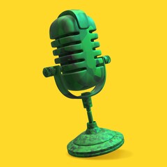 3D illustration of military color microphone for live