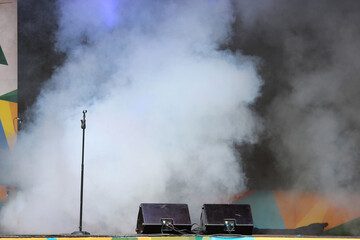 illuminated stage smoke created with a smoke generator for a spectacular performance. nobody. trial...