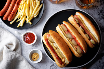 Hot dogs with ketchup and mustard