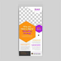 Marketing Strategy Rack Card Design. Corporate Business DL Flyer Template