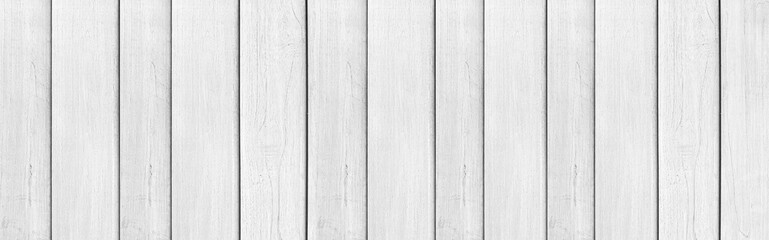 Panorama of Old white vintage wooden wall pattern and seamless background