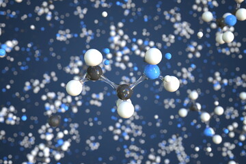 Ethylamine molecule, conceptual molecular model. Chemical 3d rendering