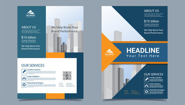 Business flyer layout template in A4  size. Modern Brochure template cover design, annual report, poster  with geometric and wavy  lines for business market on white background, vector illustration
