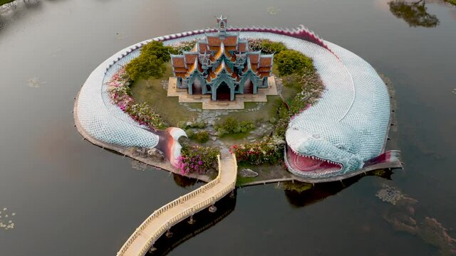 Ancient City, Muang Boran, aerial footage, in Bangkok, Thailand