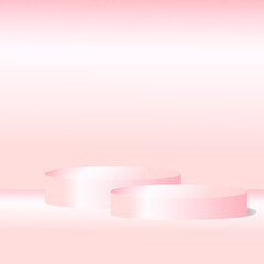 Podium for display product. 3D sweet rose gold luxury shelf illustration abstract design. On clean background.