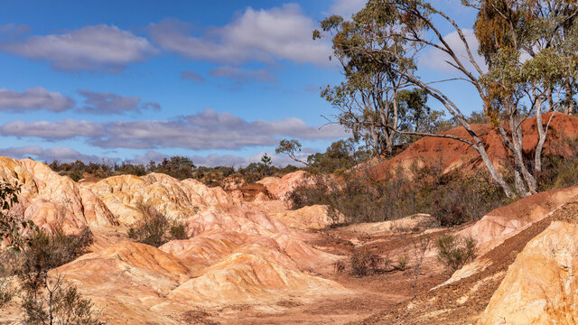 Pink Cliffs Geological Reserve - A Hydraulic Sluicing Site For Gold Mining Which Was Ceased In 1890, Leaving This Dramatic Landscape - Heathcote, Victoria, Australia