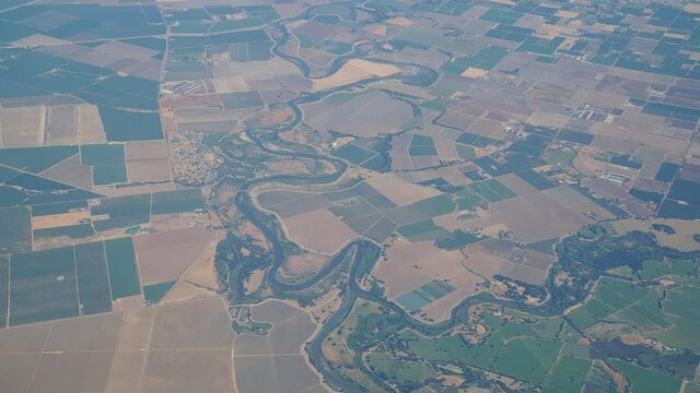 Aerial view of the San Joaquin River and Manteca area