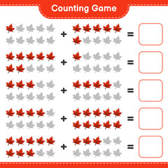 Fototapeta na wymiar Counting game, count the number of Maple Leaf and write the result. Educational children game, printable worksheet, vector illustration