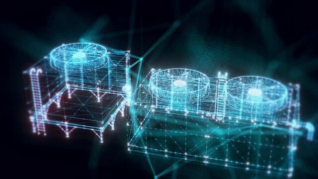 big aircon hologram Close up. High quality 4k footage
