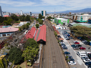 Beautiful aerial view of the San Jose Railroad Station in Costa Rica