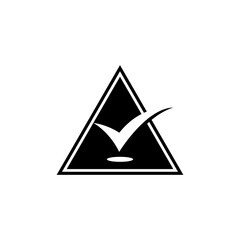 checkmark symbols and logos inside a triangle.