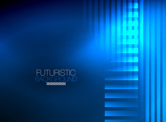 Bright neon color techno abstract background, shiny glowing neon lines in the dark background