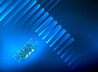 Bright neon color techno abstract background, shiny glowing neon lines in the dark background