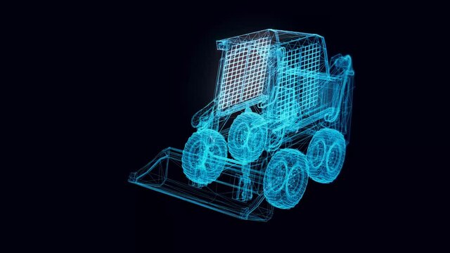 skid steer loader hologram Rotating. High quality 4k footage