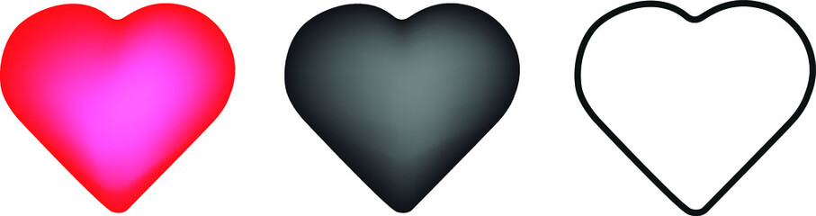 Fototapeta na wymiar Vector heart shaped vector of various styles on white background.