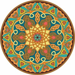 Vector round arabic muslim ornament. Islamic pattern, mosque arabesque and national turkish ornament