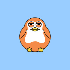 Fat bird sitting and with suspicious face