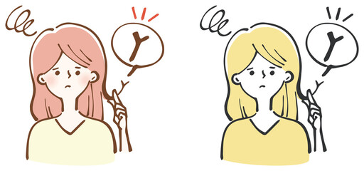 髪　ダメージ　ぼさぼさ　女性　イラスト