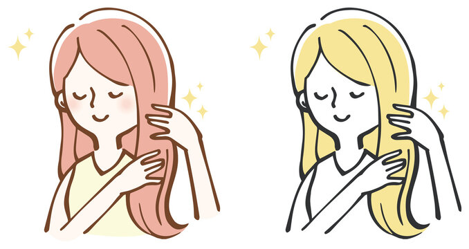 髪の毛　美容　綺麗　女性　イラスト