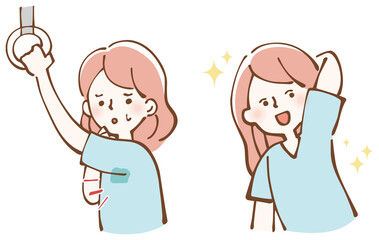 ワキの汗染み　電車　イラストセット