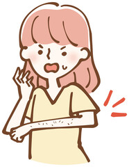 腕　ムダ毛　女性　イラスト