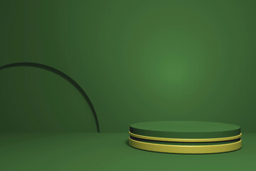 green and gold stage to showcase product