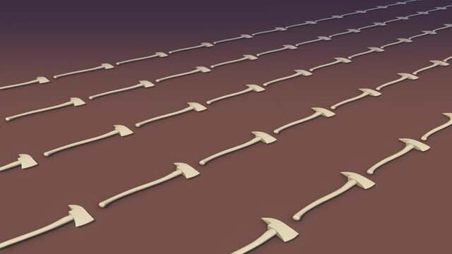 a lot of fire axe in a row . High quality 4k footage