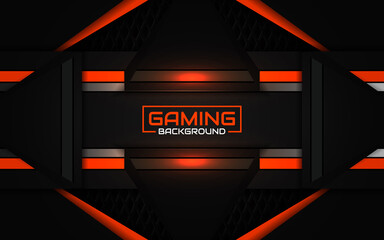 Naklejka premium Abstract futuristic geometric black and red gaming background with modern esport shapes. Vector design template technology concept can use element game banner, sport poster, cyber wallpaper, web