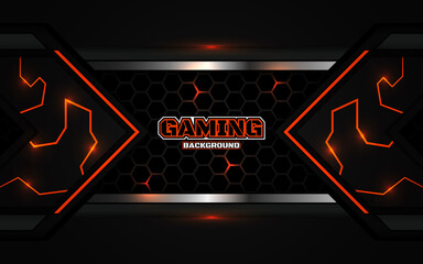 Abstract futuristic geometric black and red gaming background with modern esport shapes. Vector design template technology concept can use element game banner, sport poster, cyber wallpaper, web © Majri