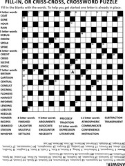 Criss-cross (or fill-in, else kriss-kross) crossword puzzle game of 19x19 grid, fitting Letter or A4 size paper, with general knowledge family friendly content. Answer included. 
