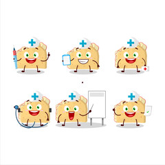 Doctor profession emoticon with apple sandwich cartoon character