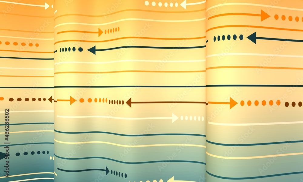 Wall mural geometry abstract background with stripes on waved surface