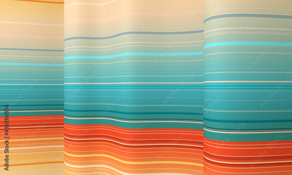 Wall mural geometry abstract background with stripes on waved surface