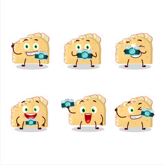 Photographer profession emoticon with apple sandwich cartoon character