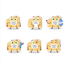 A picture of apple sandwich cartoon design style keep staying healthy during a pandemic