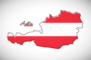 Obraz premium Happy national day of Austria. Creative national country map with Austria flag vector illustration