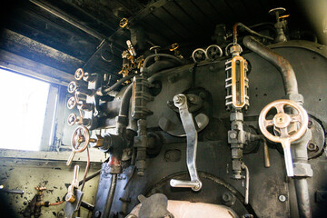 steam engine of old locomotive train 