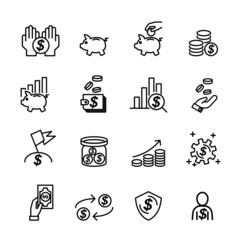 Fototapeta premium Marketing and Finance Icons set,Vector,Editable Stroke