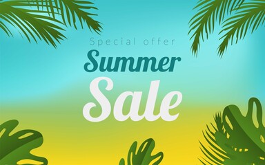 background beach summer leaf vacation element sale holiday template tropical illustration poster design season special landscape