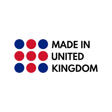 made in united kingdom, vector logo with british flag painted circles