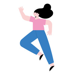 black hair woman running