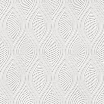 Embossed motif pattern on paper background, seamless texture, geometric waves pattern, paper press, 3d illustration	