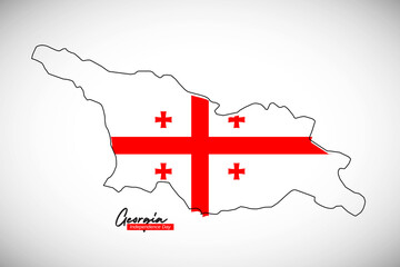Happy independence day of Georgia. Creative national country map with Georgia flag vector illustration